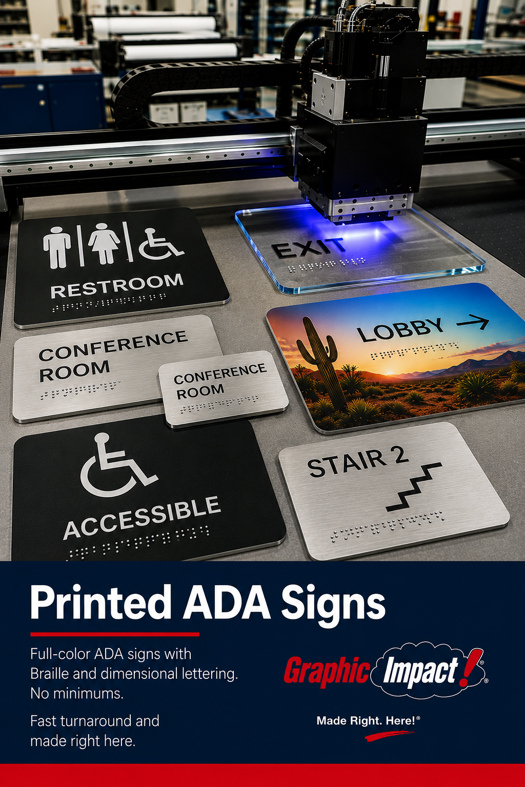 Graphic Impact Custom Signs, Vinyl Banners, Apparel, Promotional Specialties and Awards in Tucson, Arizona 6 ADA Signs