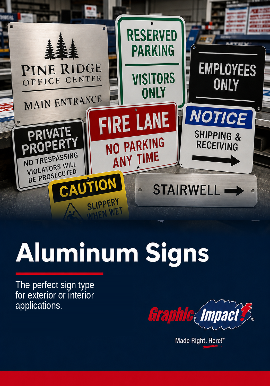 Graphic Impact Custom Signs, Vinyl Banners, Apparel, Promotional Specialties and Awards in Tucson, Arizona 9 aluminum signs description redone from good version