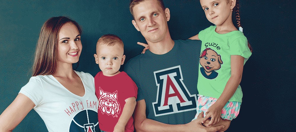 Family matching custom t-shirts with personalized graphics for special occasions.