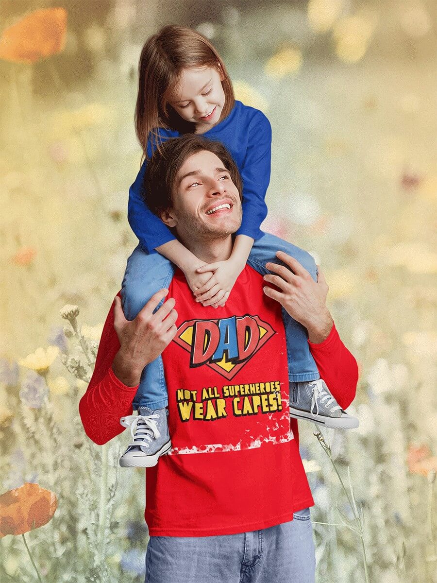 long sleeve tee mockup of a man with his little daughter in a studio 44439 r el2