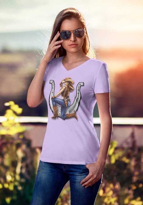 Ladies Short Sleeve V-Neck Tee