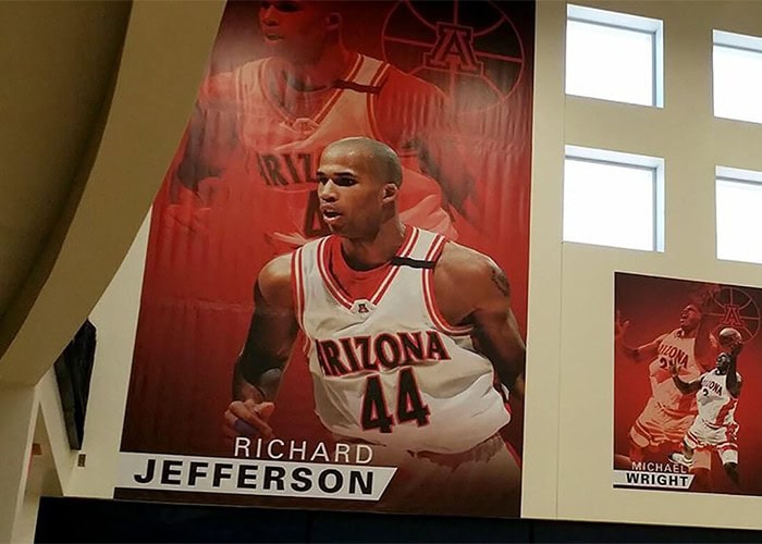 Richard Jefferson Arizona basketball poster at Graphic Impact, featuring vibrant team graphics and player imagery. Ideal for sports events, fan décor, or college sports promotions. High-quality printing and customization options available.