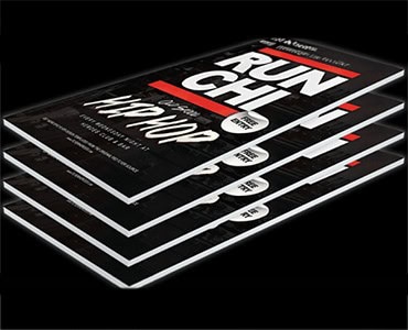 High-quality printed flyers showcasing bold Run 4 Sign event graphics, perfect for promotional marketing and branding purposes.