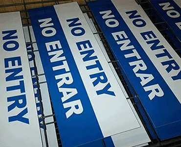 NO ENTRY barrier signs for safety and security, custom-made for construction sites, events, or restricted areas to prevent unauthorized access. Durable and highly visible signage.