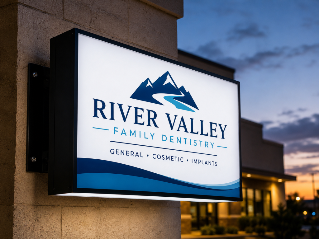 Illuminated acrylic or Lexan replacement sign face on exterior sign cabinet