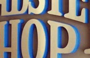 Eye-catching 3D sign with bold lettering in white and blue, designed for storefront branding or promotional displays representing a sign, banner, or engraving service.